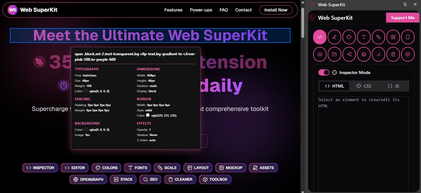 Inspect Styling screenshot